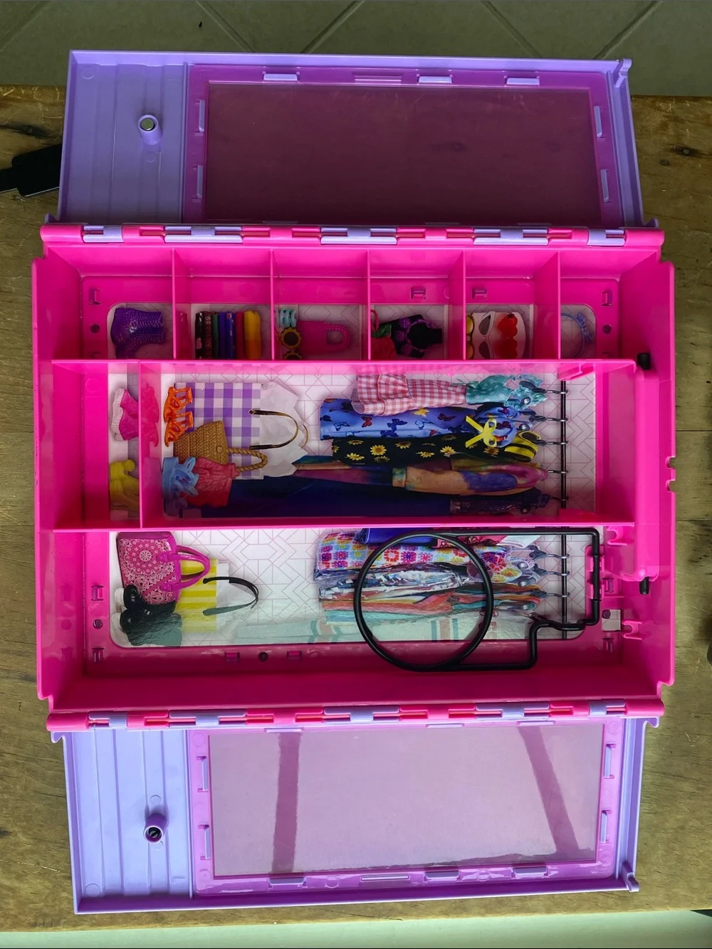 Barbie Lavender and Pink Doll Closet and Mattel Horse